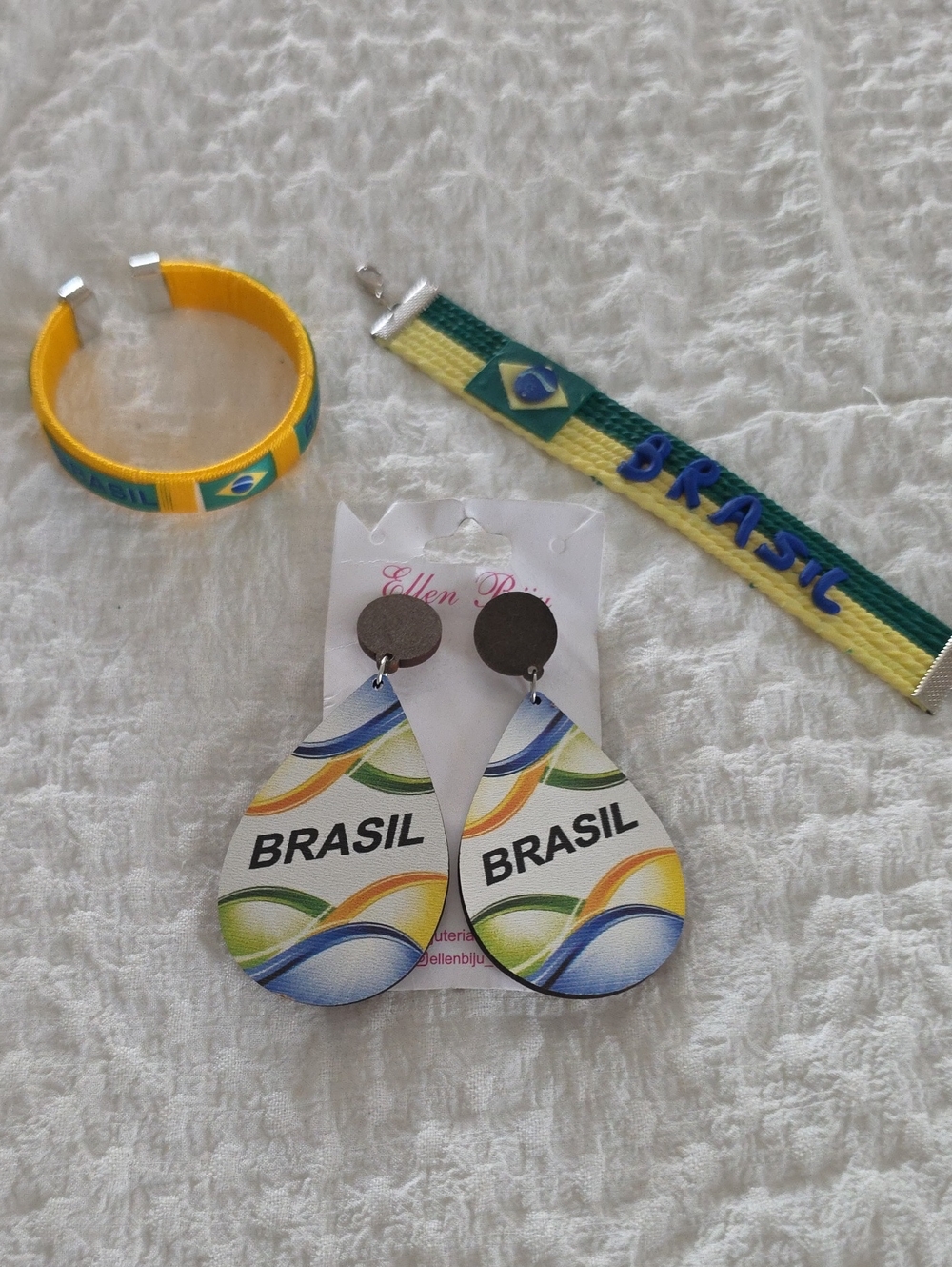 Brazil-Themed Drop Earrings in Yellow Green Blue - From BRAZIL